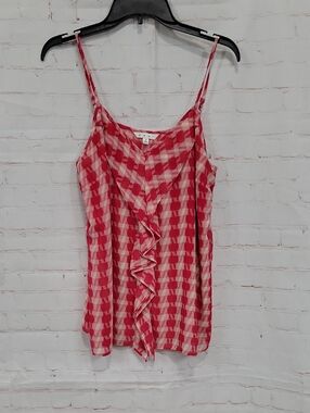 CAbi Red and White Checkered Ruffle Cami